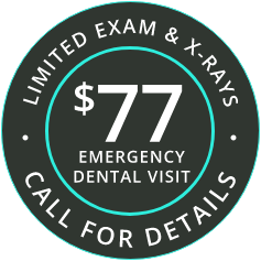 $77 Emergency Dental visit banner stamp